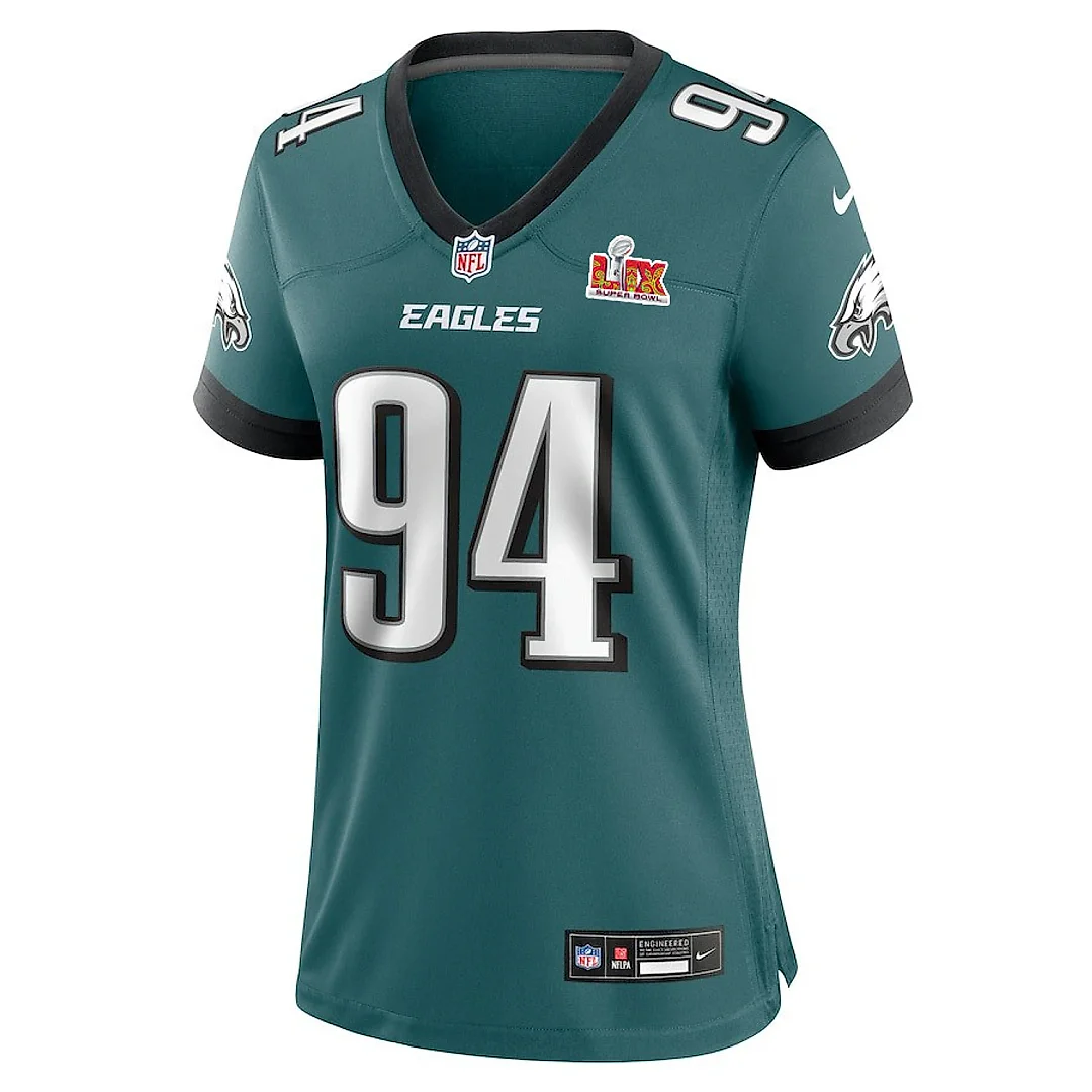 Zennovawear Byron Young 94 Philadelphia Eagles Super Bowl LIX Women's Jersey - Midnight Green