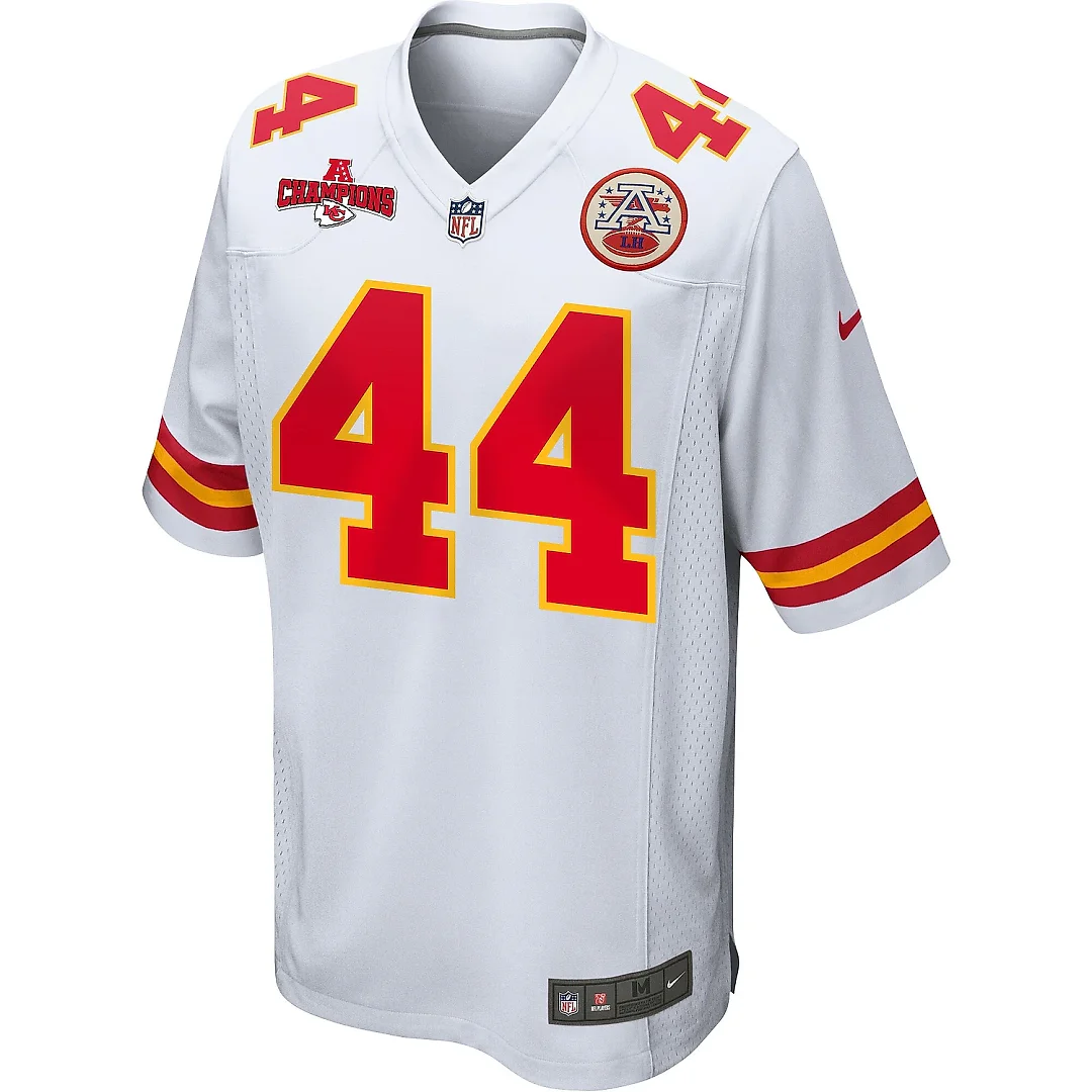 Zennovawear Cam Jones 44 Kansas City Chiefs AFC Champions Patch Game Men Jersey - White