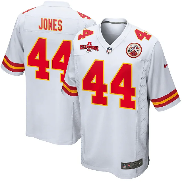 Zennovawear Cam Jones 44 Kansas City Chiefs AFC Champions Patch Game Men Jersey - White