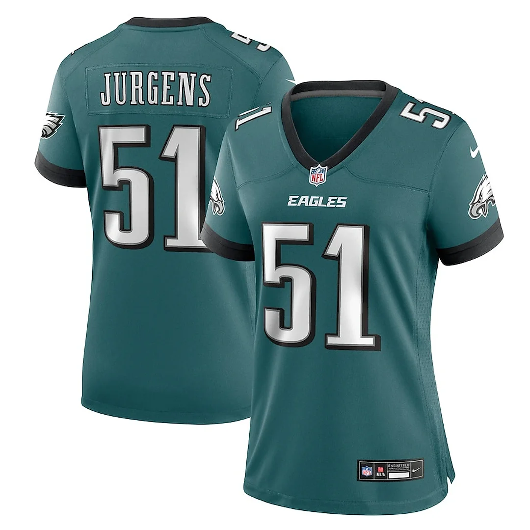 Zennovawear Cam Jurgens 51 Philadelphia Eagles Women's Team Game Jersey - Midnight Green