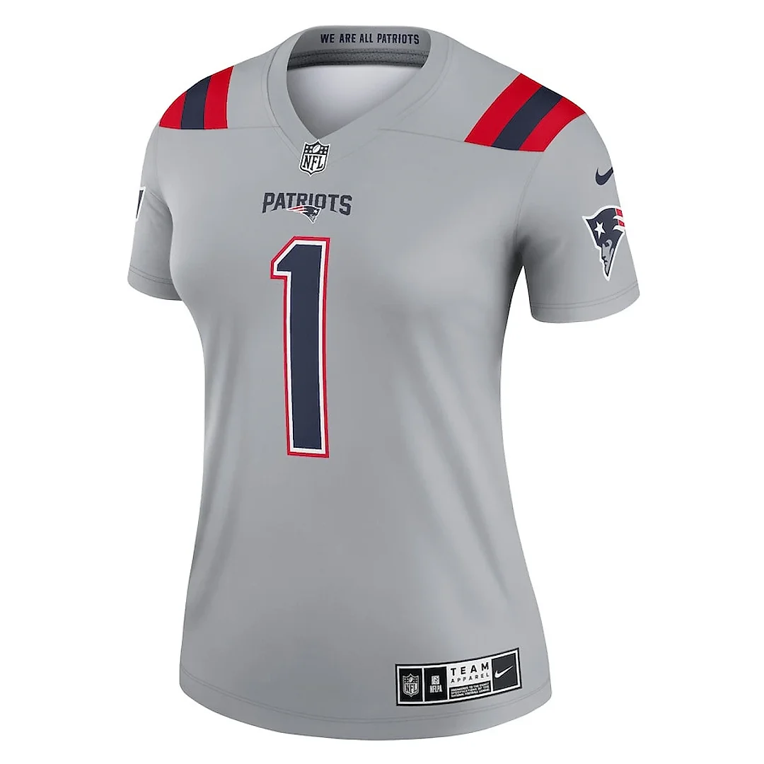 Zennovawear Cam Newton 1 New England Patriots Women Inverted Legend Jersey - Gray