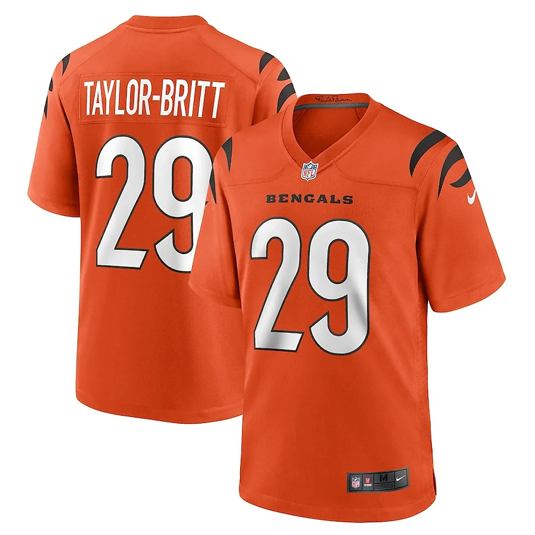 Zennovawear Cam Taylor-Britt 29 Cincinnati Bengals Alternate Game Men Jersey - Orange