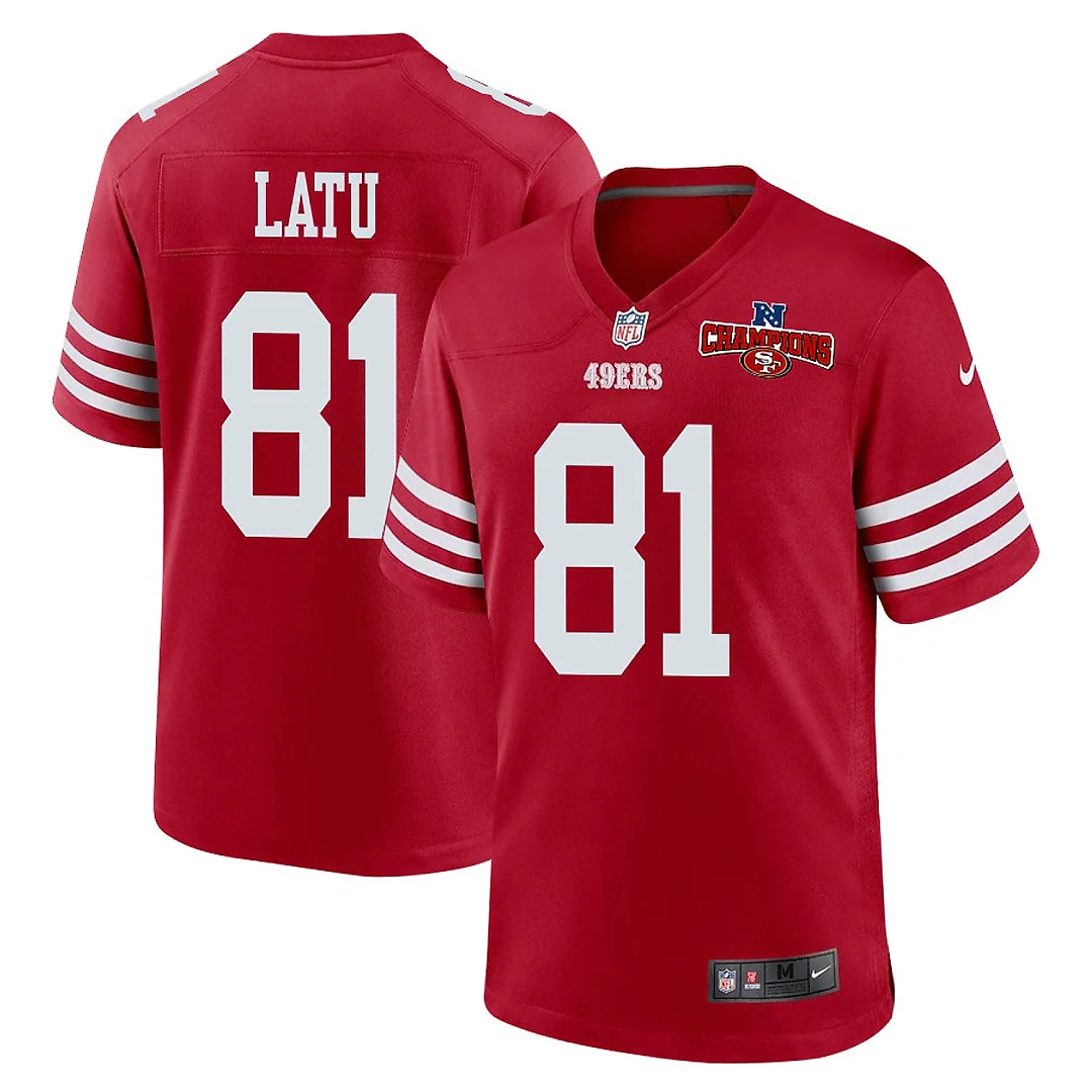 Zennovawear Cameron Latu 81 San Francisco 49ers NFC Champions Patch Game Men Jersey - Scarlet