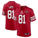 Zennovawear Cameron Latu 81 San Francisco 49ers NFC Champions Patch Game Men Jersey - Scarlet