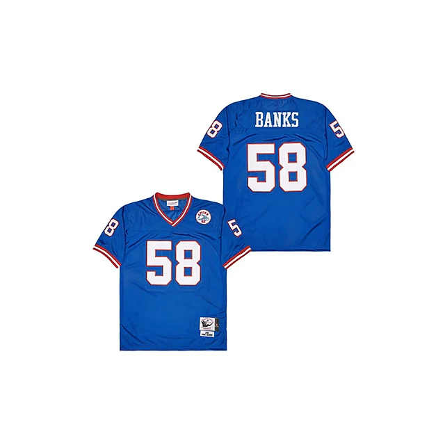 Zennovawear Carl Banks 58 New York Giants Spider Lockhart 43 Patch Throwback Men Jersey - Blue