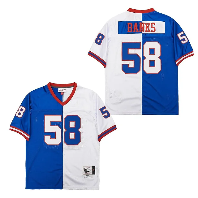 Zennovawear Carl Banks 58 New York Giants Two-Toned Throwback Men Jersey - Blue/White