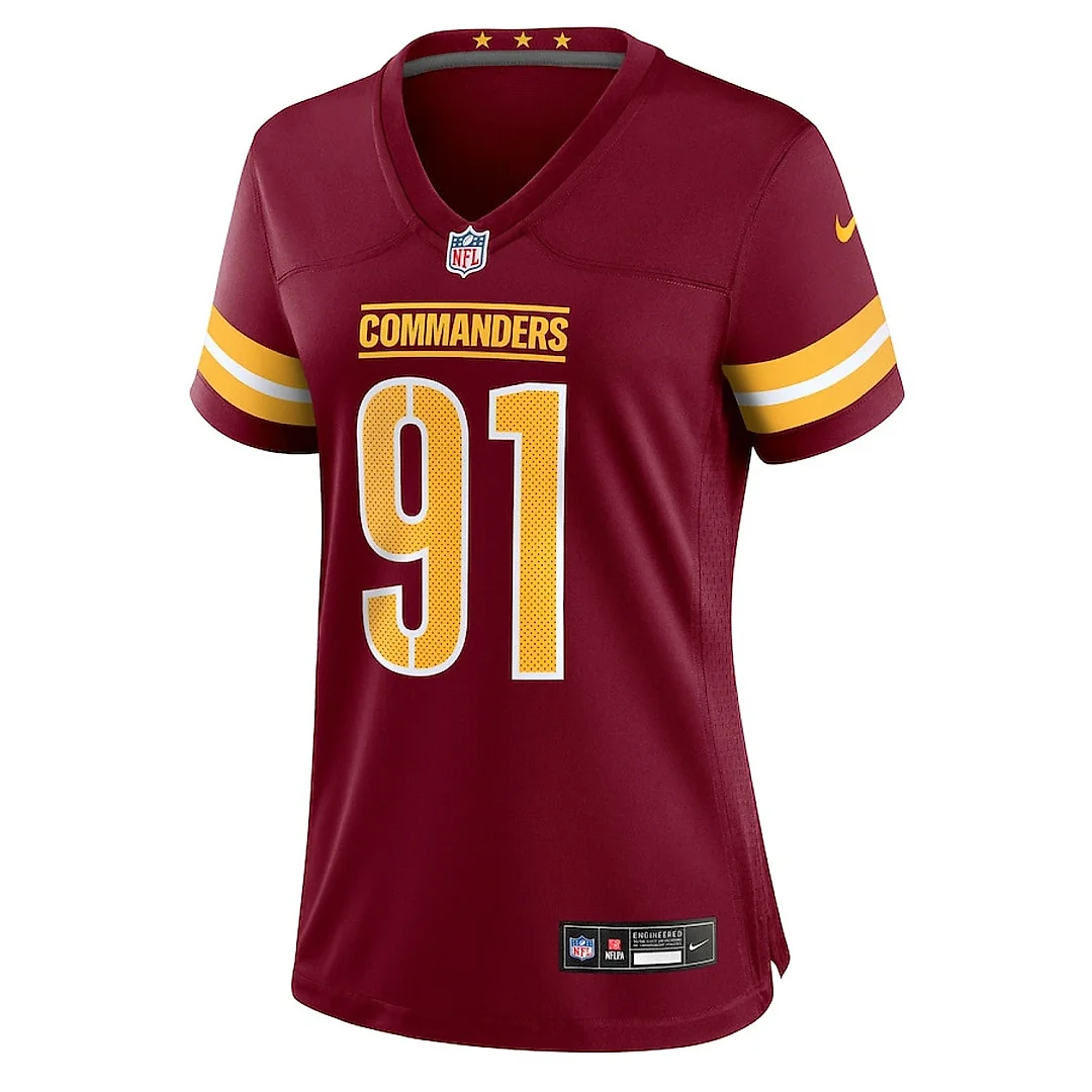 Zennovawear Carl Davis Jr. 91 Washington Commanders Women's Team Game Jersey - Burgundy