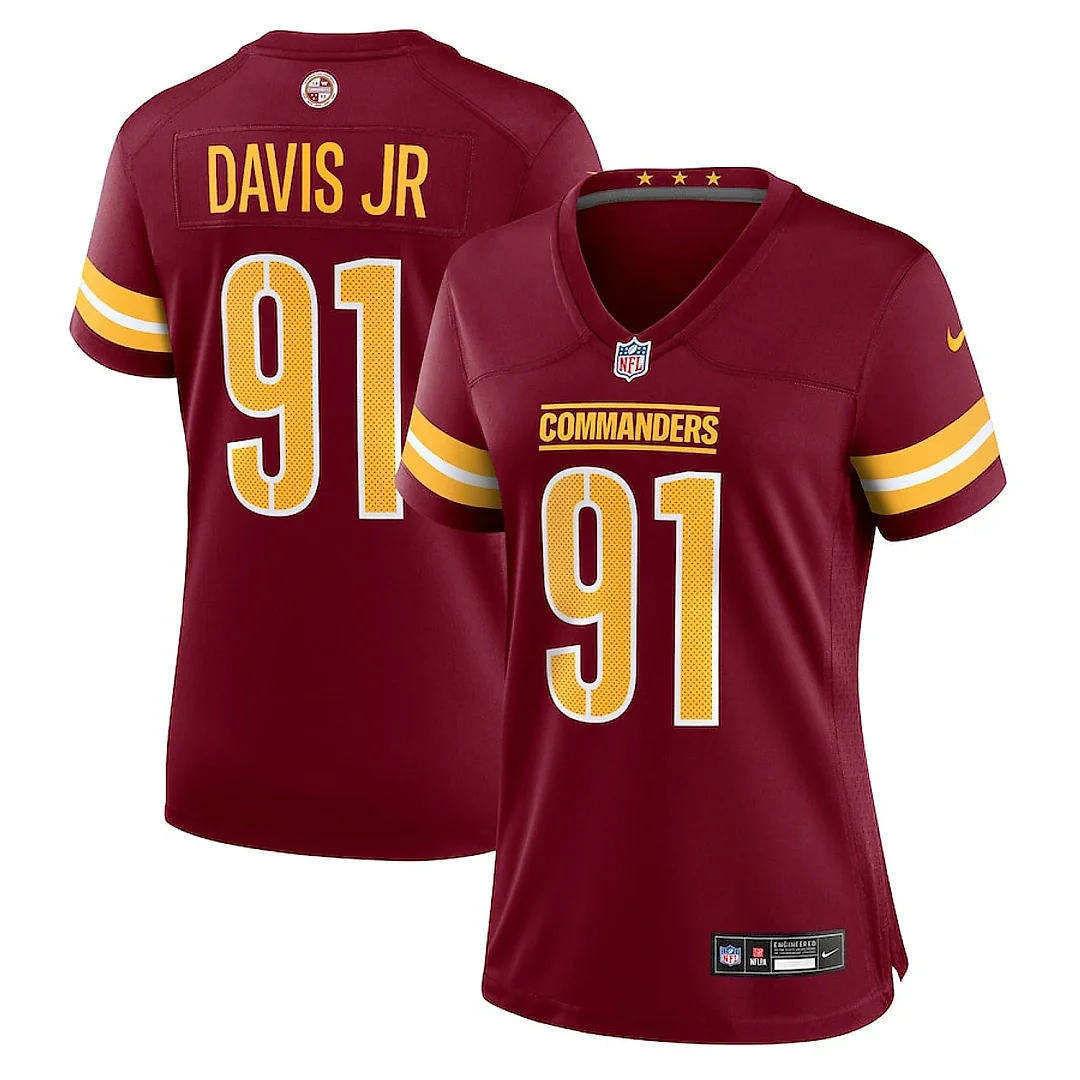 Zennovawear Carl Davis Jr. 91 Washington Commanders Women's Team Game Jersey - Burgundy