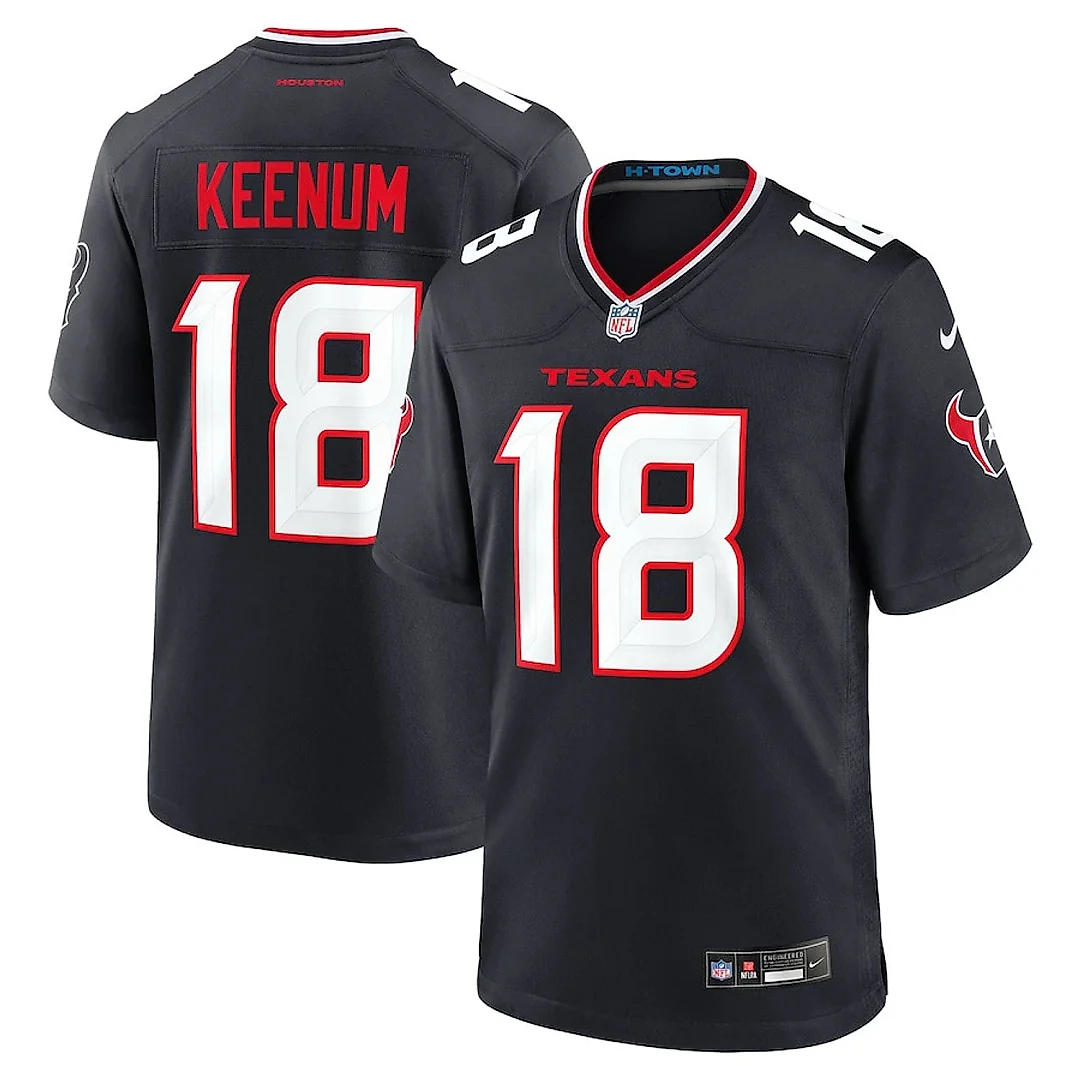 Zennovawear Case Keenum 18 Houston Texans Team Game Men Jersey - Navy