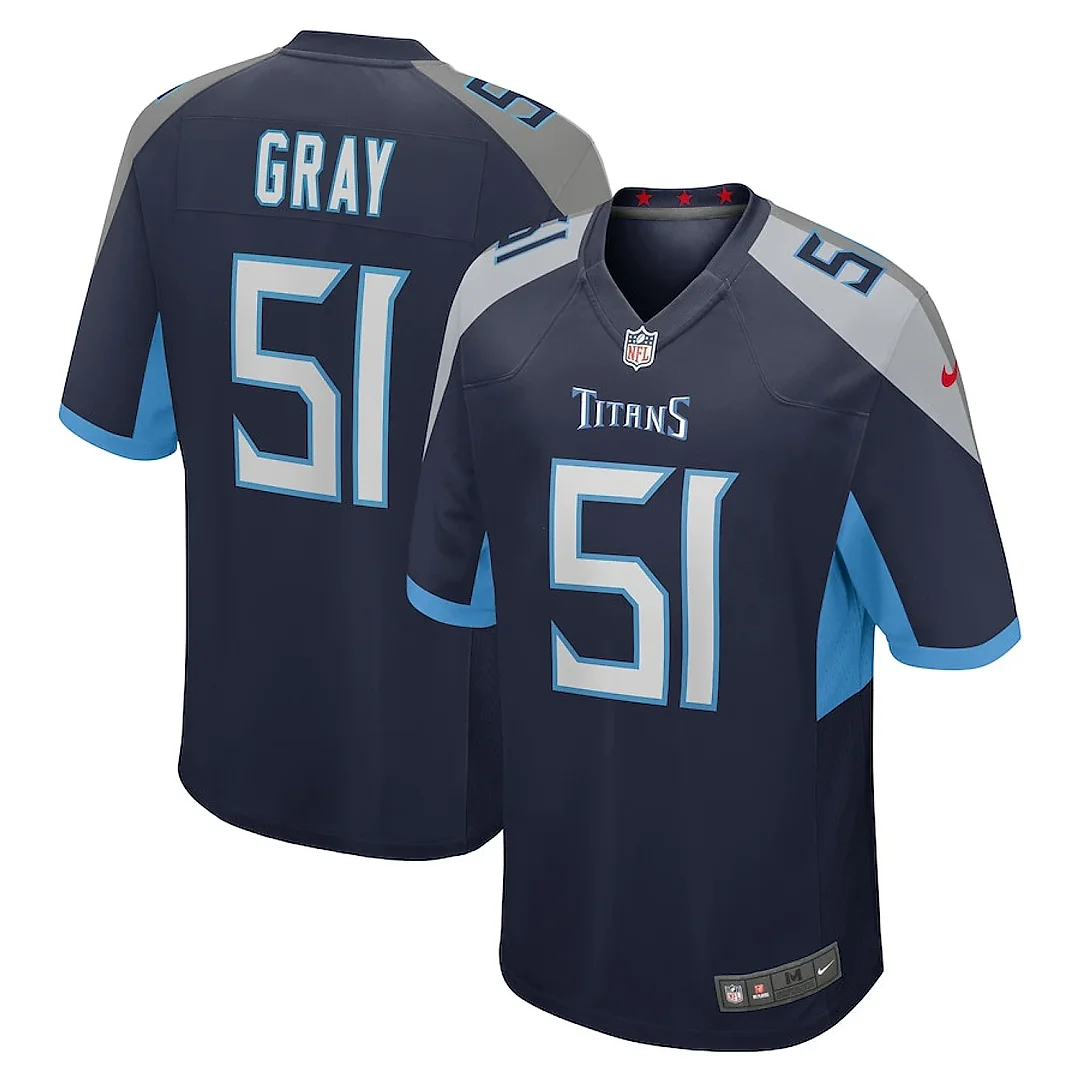 Zennovawear Cedric Gray 51 Tennessee Titans Game Men Jersey - Navy