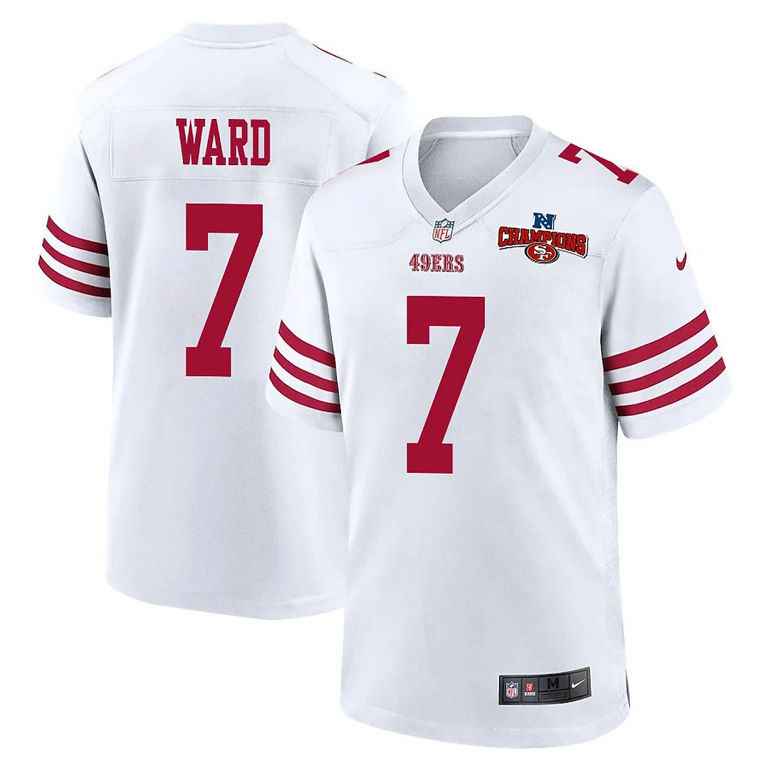 Zennovawear Charvarius Ward 7 San Francisco 49ers NFC Champions Patch Game Men Jersey - White