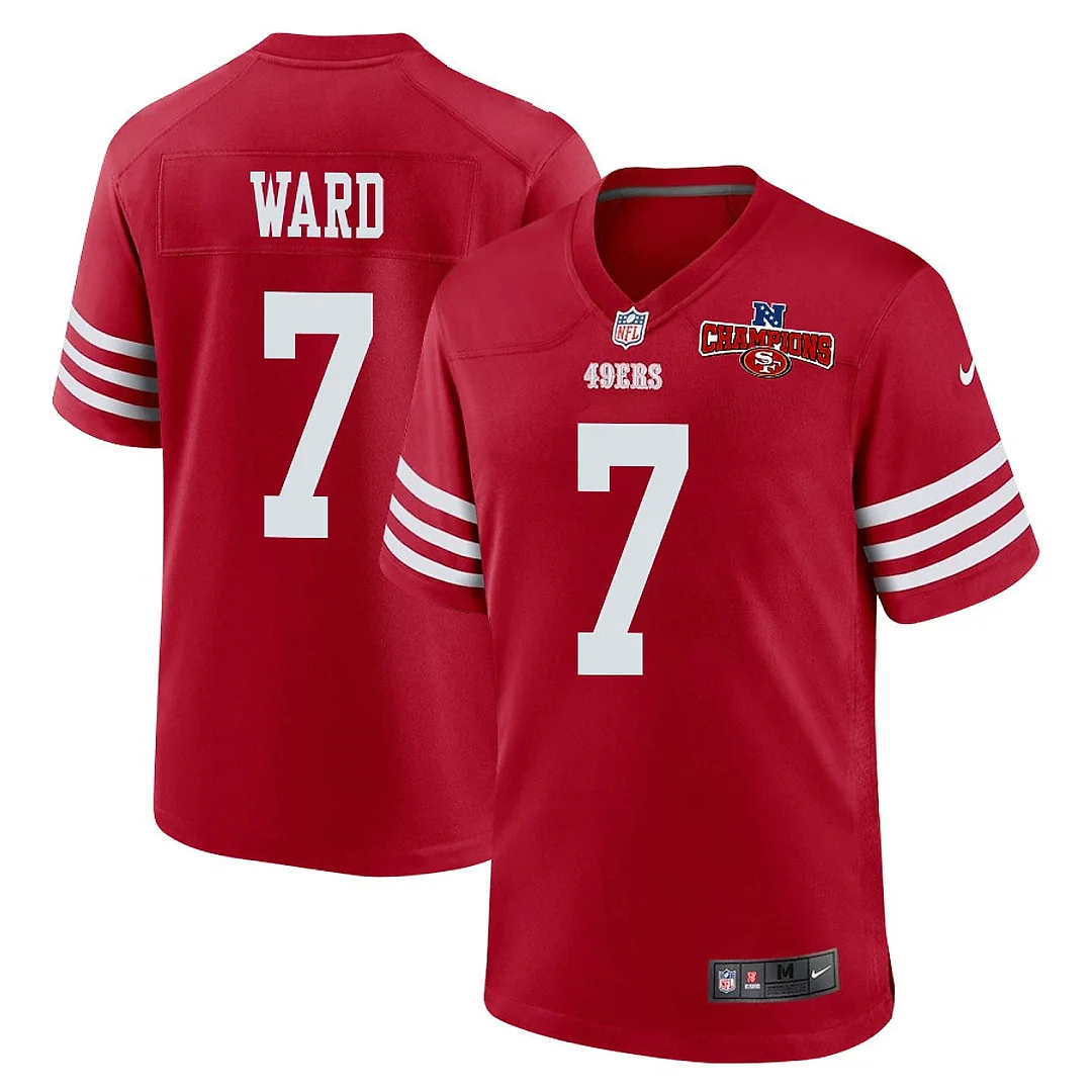 Zennovawear Charvarius Ward 7 San Francisco 49ers NFC Champions Patch Game Men Jersey - Scarlet