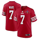 Zennovawear Charvarius Ward 7 San Francisco 49ers NFC Champions Patch Game Men Jersey - Scarlet