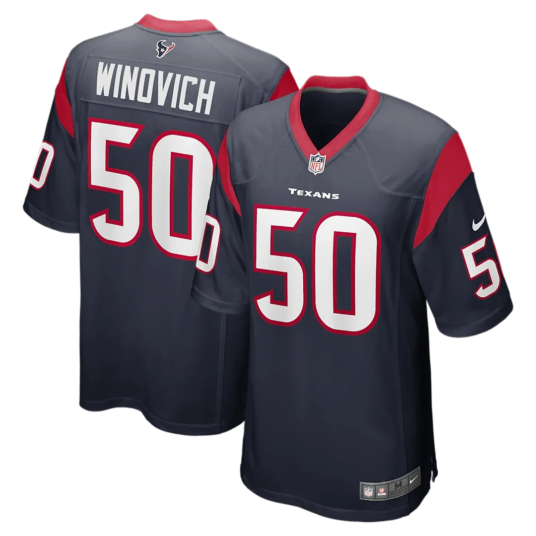 Zennovawear Chase Winovich 50 Houston Texans Men Game Jersey - Navy