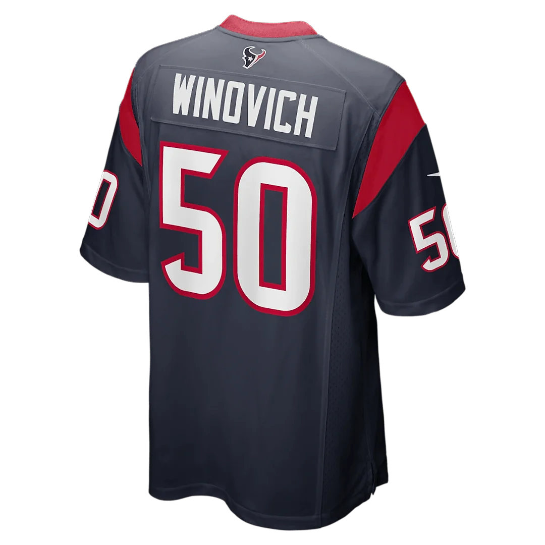 Zennovawear Chase Winovich 50 Houston Texans Men Game Jersey - Navy