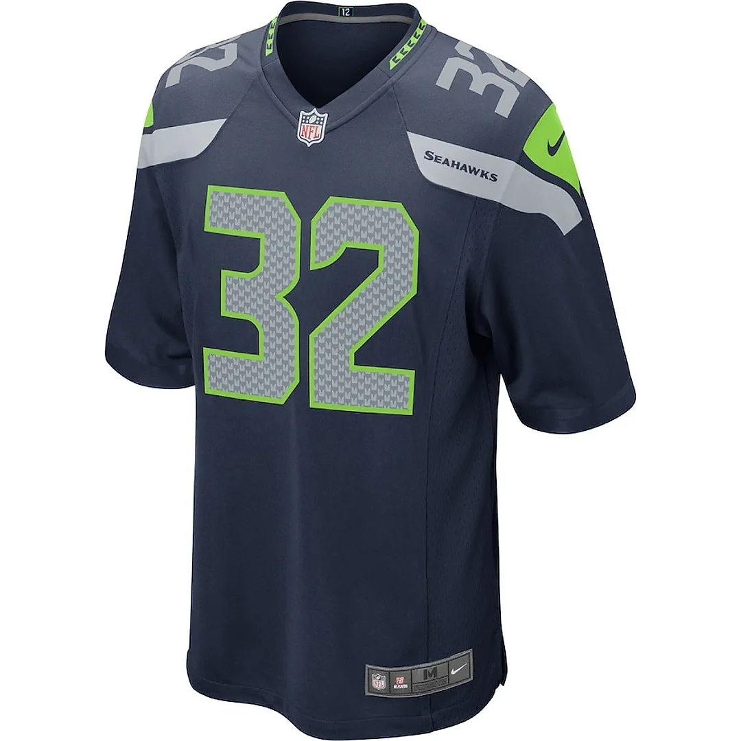 Zennovawear Chris Carson 32 Seattle Seahawks Men Game Jersey - Navy