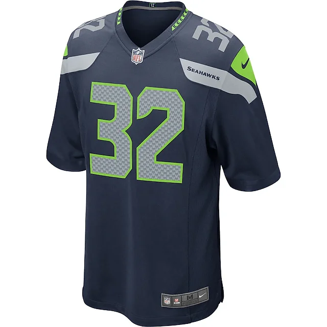 Zennovawear Chris Carson 32 Seattle Seahawks Men Game Jersey - Navy