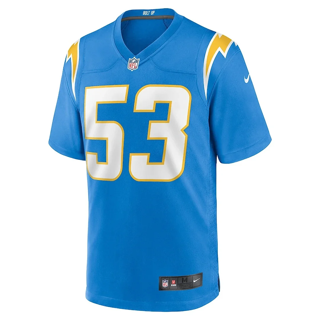 Zennovawear Chris Collins 53 Los Angeles Chargers Team Game Men Jersey - Powder Blue
