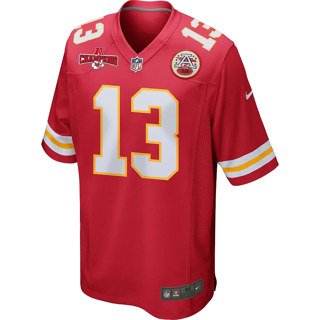 Zennovawear Chris Oladokun 13 Kansas City Chiefs AFC Champions Patch Game Men Jersey - Red