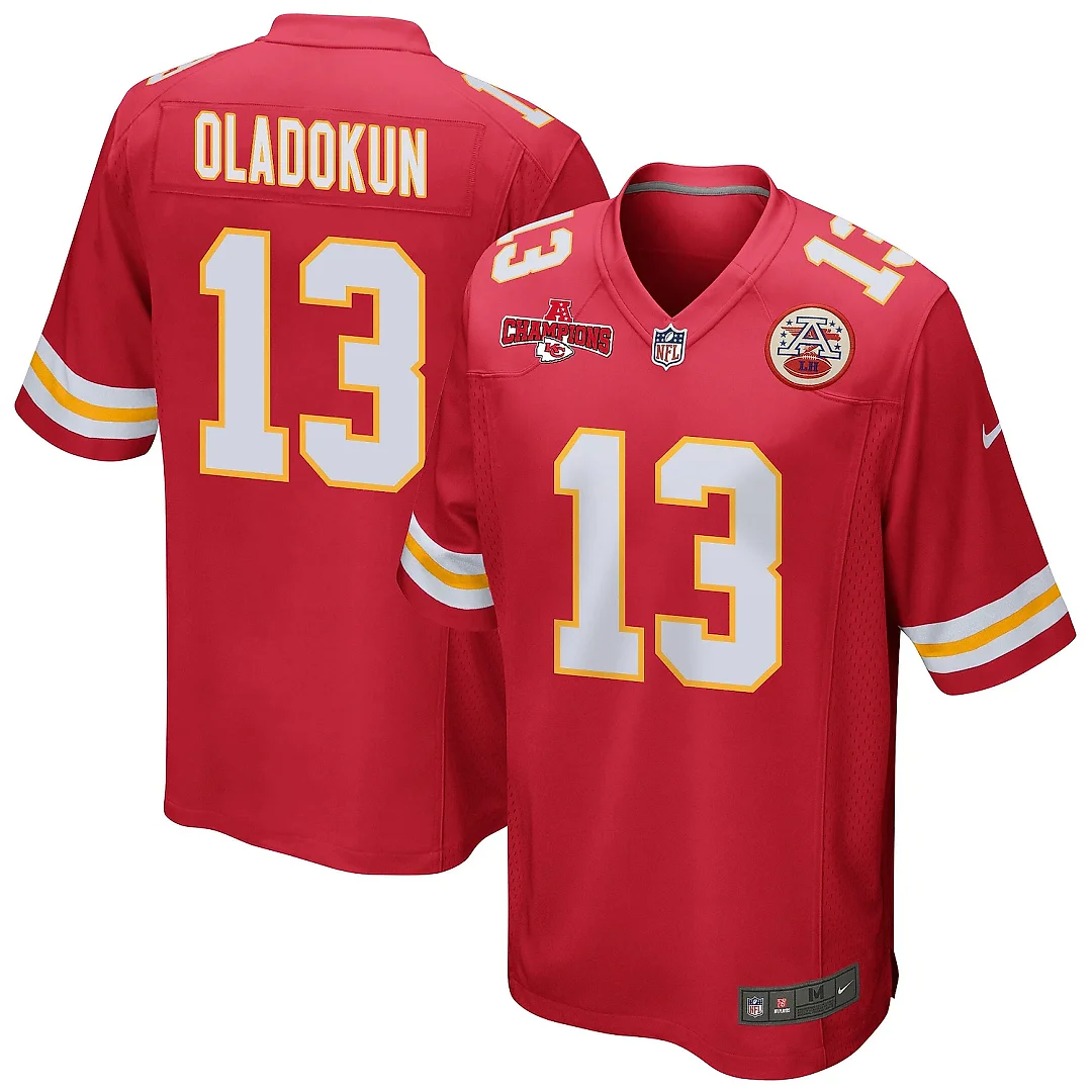 Zennovawear Chris Oladokun 13 Kansas City Chiefs AFC Champions Patch Game Men Jersey - Red