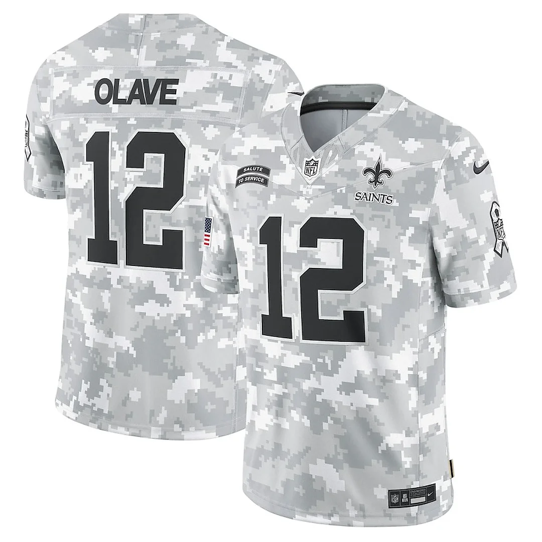 Zennovawear Chris Olave 12 New Orleans Saints 2024 Salute to Service Limited Men Jersey - Arctic Camo