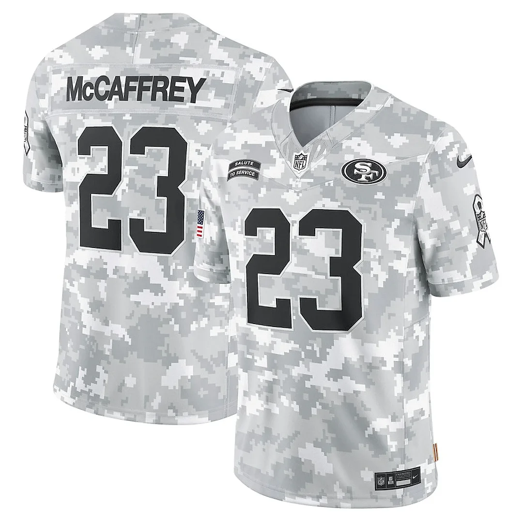 Zennovawear Christian McCaffrey 23 San Francisco 49ers 2024 Salute to Service Limited Men Jersey - Arctic Camo