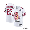 Zennovawear Christian McCaffrey 23 San Francisco 49ers Throwing Ball Game YOUTH Jersey - White