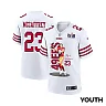 Zennovawear Christian McCaffrey 23 San Francisco 49ers Throwing Ball Game YOUTH Jersey - White