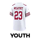 Zennovawear Christian McCaffrey 23 San Francisco 49ers Throwing Ball Game YOUTH Jersey - White
