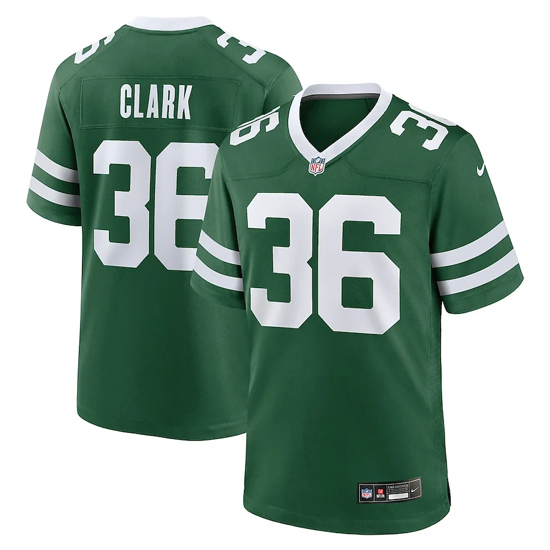 Zennovawear Chuck Clark 36 New York Jets Team Game Men Jersey - Legacy Green