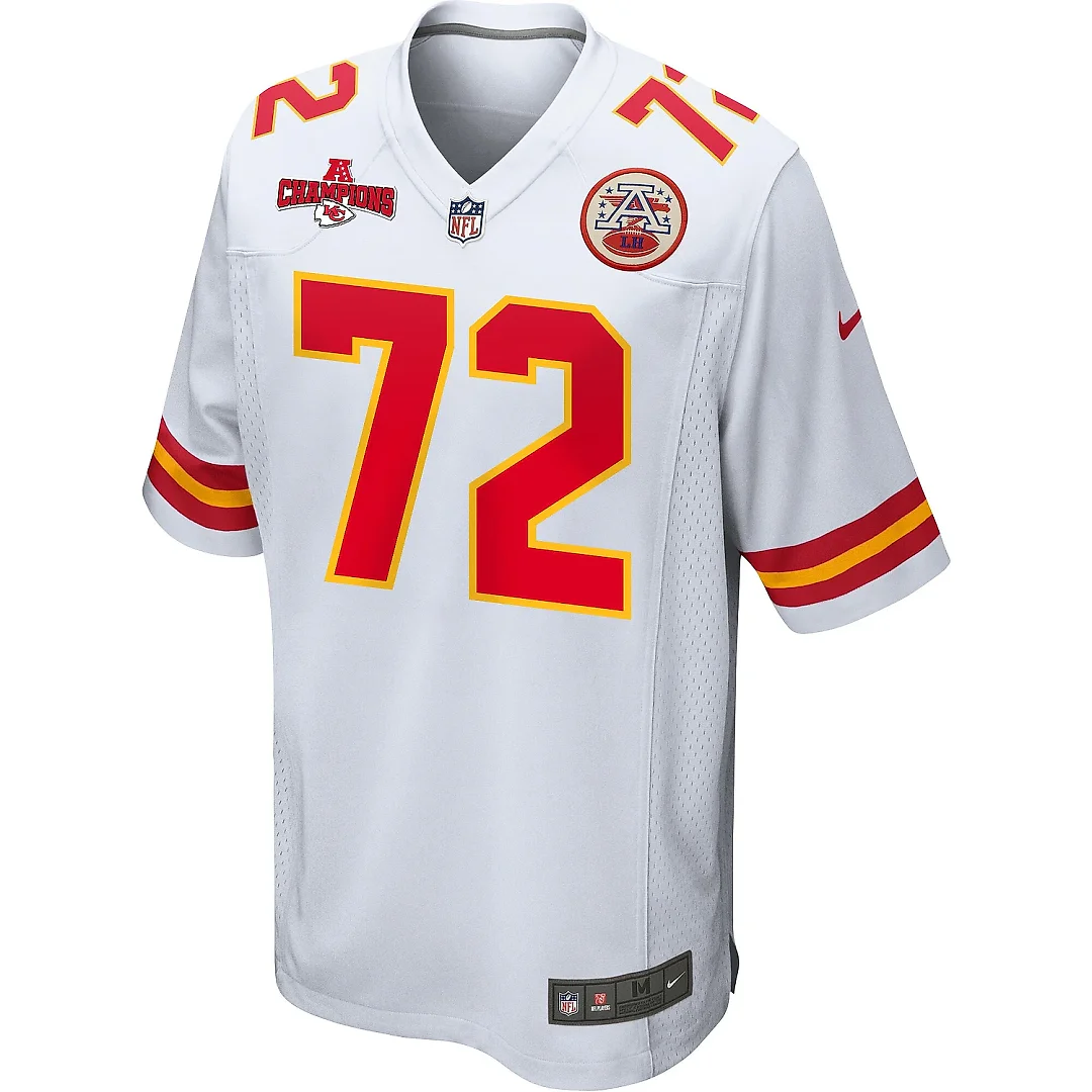 Zennovawear Chukwuebuka Godrick 72 Kansas City Chiefs AFC Champions Patch Game Men Jersey - White