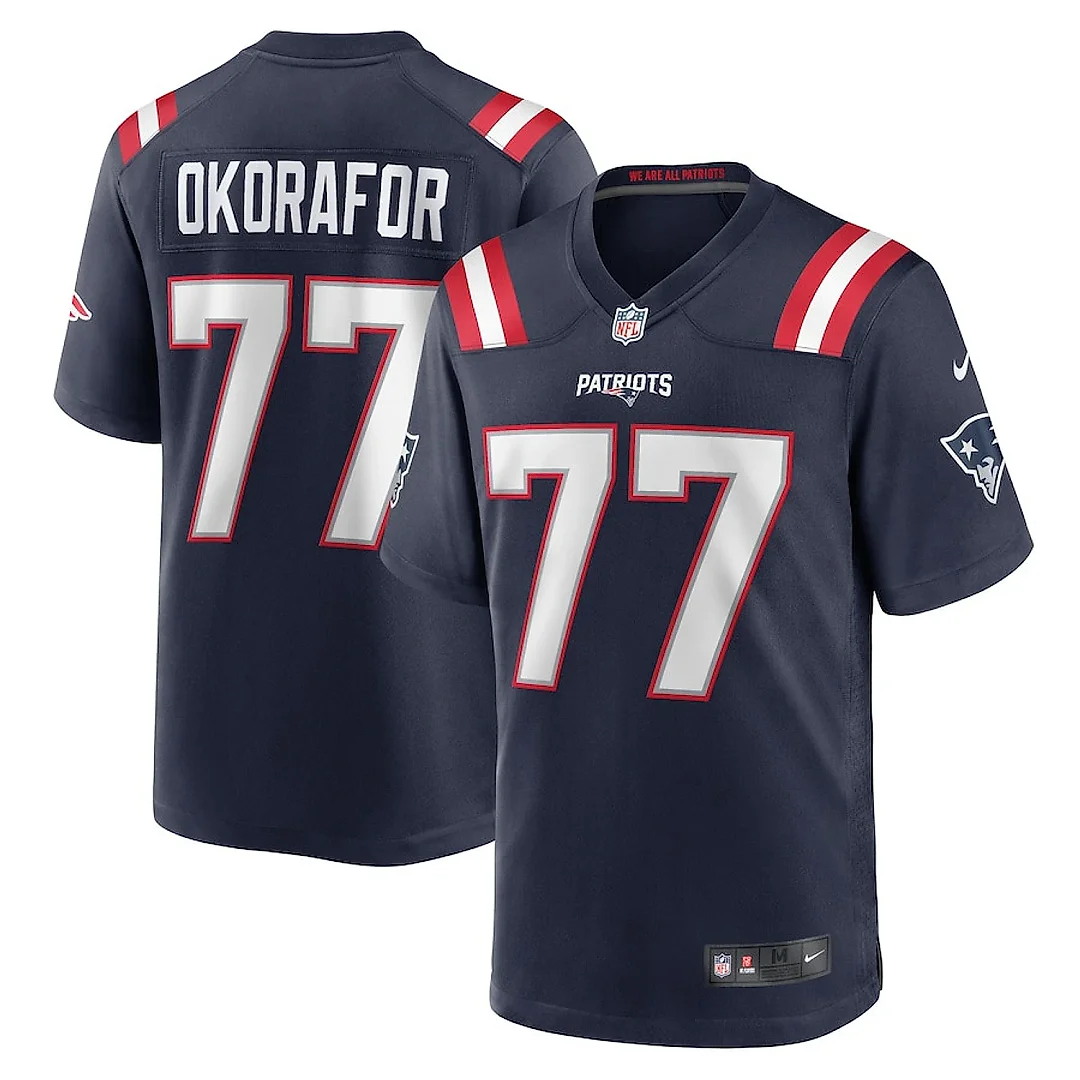 Zennovawear Chukwuma Okorafor 77 New England Patriots Team Game Men Jersey - Navy