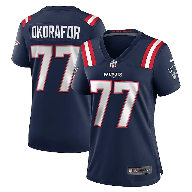 Zennovawear Chukwuma Okorafor 77 New England Patriots Women's Team Game Jersey - Navy