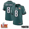 Zennovawear C.J. Gardner-Johnson 8 Philadelphia Eagles Super Bowl LIX YOUTH Jersey - Midnight Green