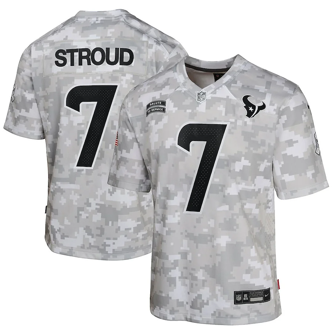 Zennovawear C.J. Stroud 7 Houston Texans 2024 Salute to Service Game YOUTH Jersey - Arctic Camo