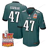 Zennovawear C.J. Uzomah 47 Philadelphia Eagles Super Bowl LIX Champions Patch Game Men Jersey - Midnight Green