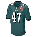 Zennovawear C.J. Uzomah 47 Philadelphia Eagles Super Bowl LIX Champions Patch Game Men Jersey - Midnight Green