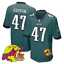 Zennovawear C.J. Uzomah 47 Philadelphia Eagles Super Bowl LIX New Orleans Patch Game Men Jersey - Midnight Green