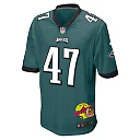 Zennovawear C.J. Uzomah 47 Philadelphia Eagles Super Bowl LIX New Orleans Patch Game Men Jersey - Midnight Green