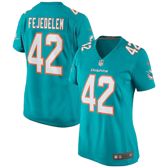 Zennovawear Clayton Fejedelem 42 Miami Dolphins Women Game Jersey - Aqua
