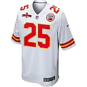 Zennovawear Clyde Edwards-Helaire 25 Kansas City Chiefs AFC Champions Patch Game Men Jersey - White