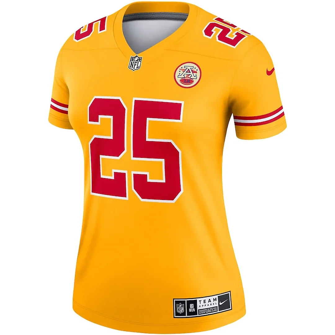 Zennovawear Clyde Edwards-Helaire 25 Kansas City Chiefs Women Inverted Legend Jersey - Gold