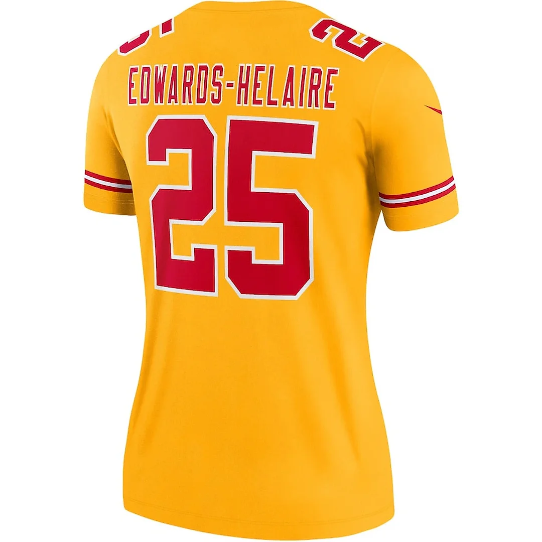 Zennovawear Clyde Edwards-Helaire 25 Kansas City Chiefs Women Inverted Legend Jersey - Gold