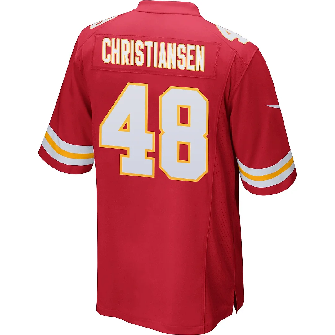 Zennovawear Cole Christiansen 48 Kansas City Chiefs AFC Champions Patch Game Men Jersey - Red