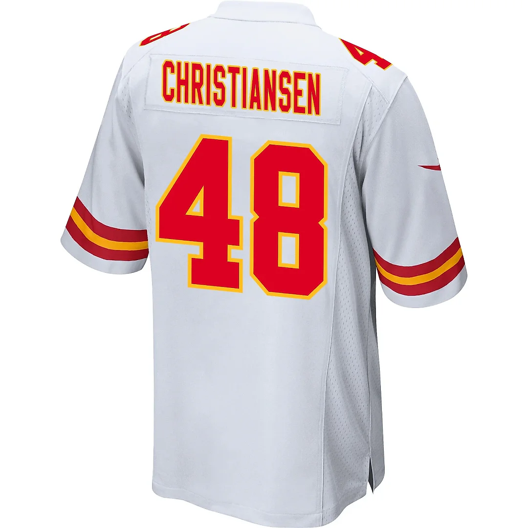 Zennovawear Cole Christiansen 48 Kansas City Chiefs AFC Champions Patch Game Men Jersey - White