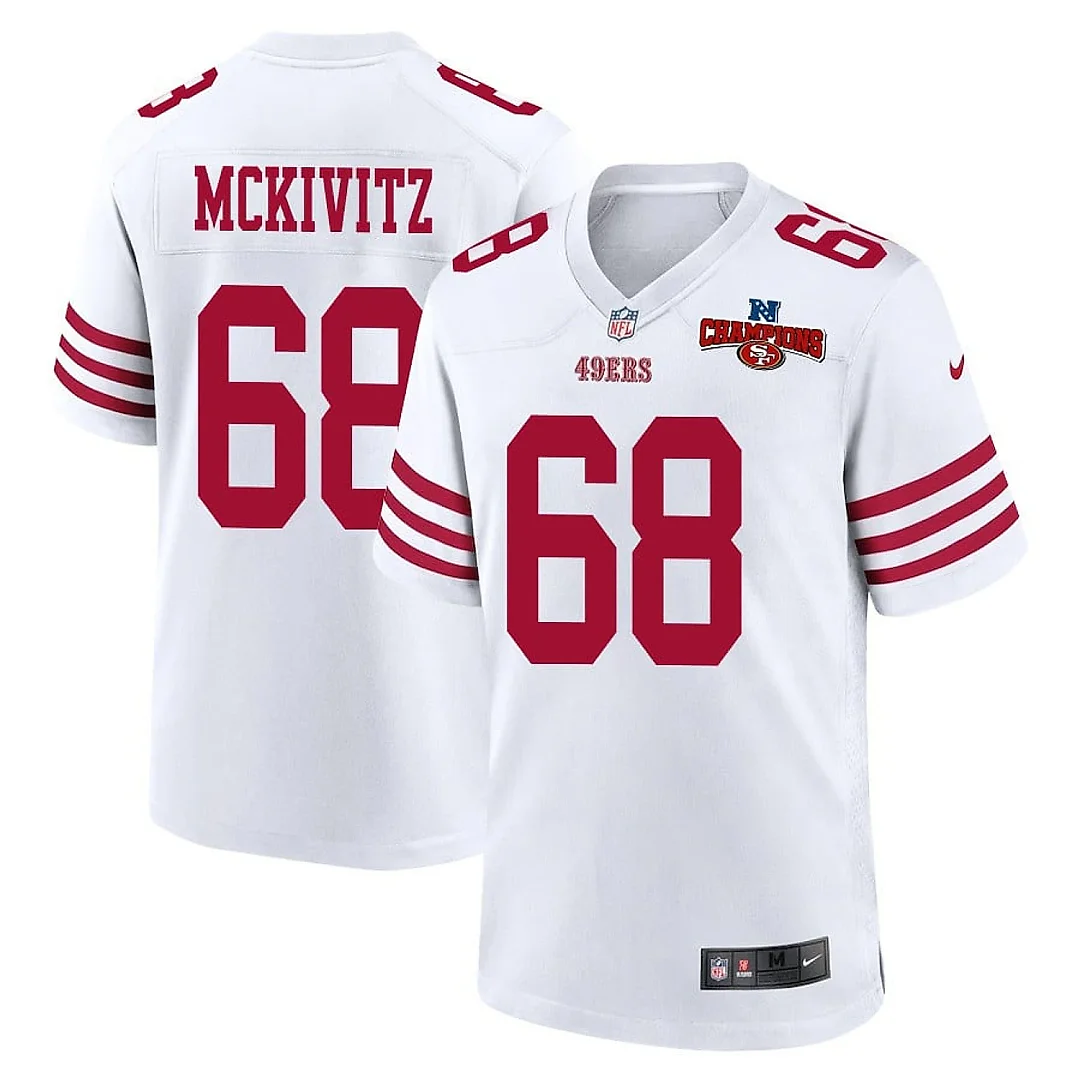 Zennovawear Colton McKivitz 68 San Francisco 49ers NFC Champions Patch Game Men Jersey - White