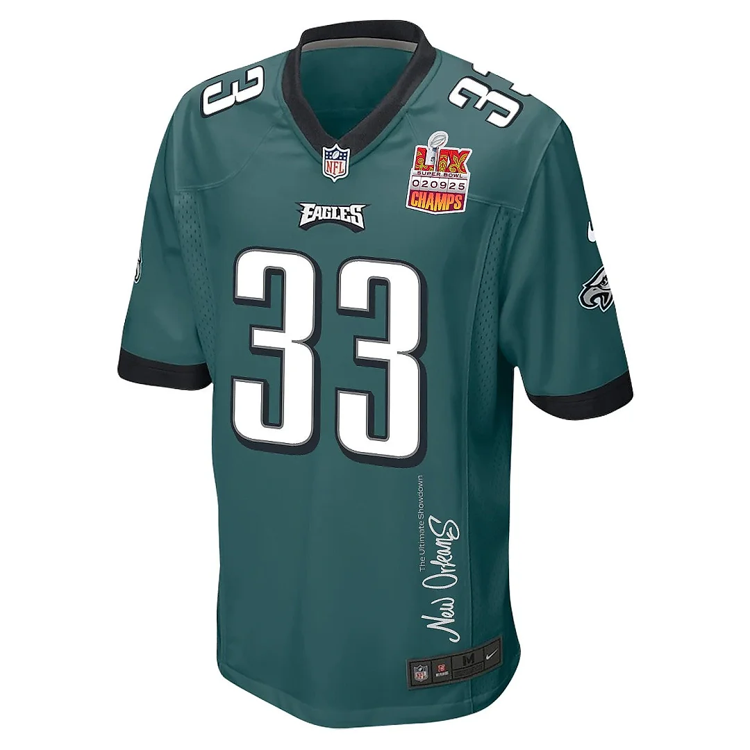 Zennovawear Cooper DeJean 33 Philadelphia Eagles Super Bowl LIX Champions Patch 'New Orleans - The Ultimate Showdown' EMBROIDERED Game Men Jersey...