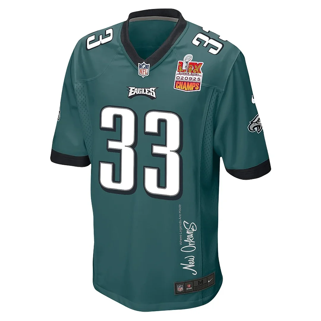 Zennovawear Cooper DeJean 33 Philadelphia Eagles Super Bowl LIX Champions Patch 'New Orleans - Where Legends Are Made' EMBROIDERED Game Men Jersey...
