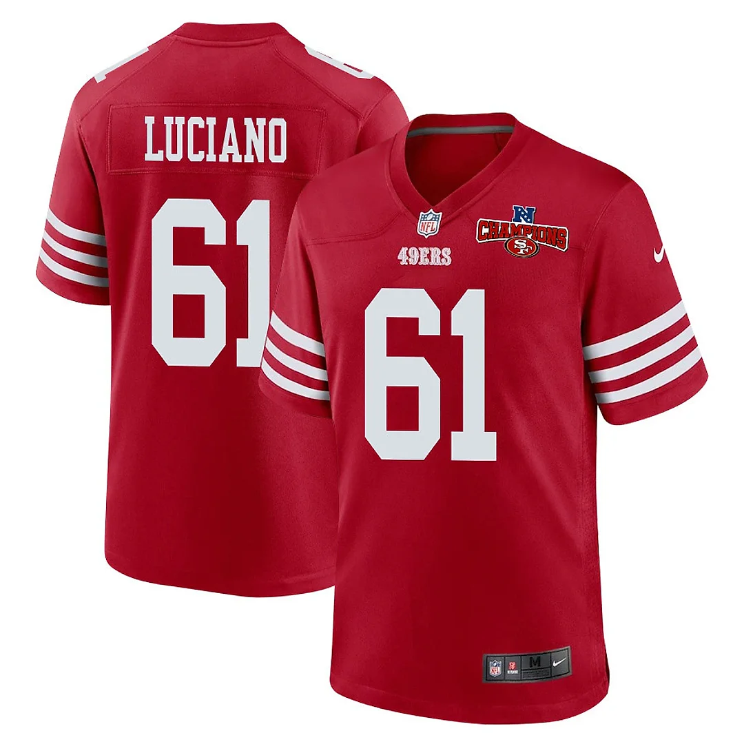 Zennovawear Corey Luciano 61 San Francisco 49ers NFC Champions Patch Game Men Jersey - Scarlet