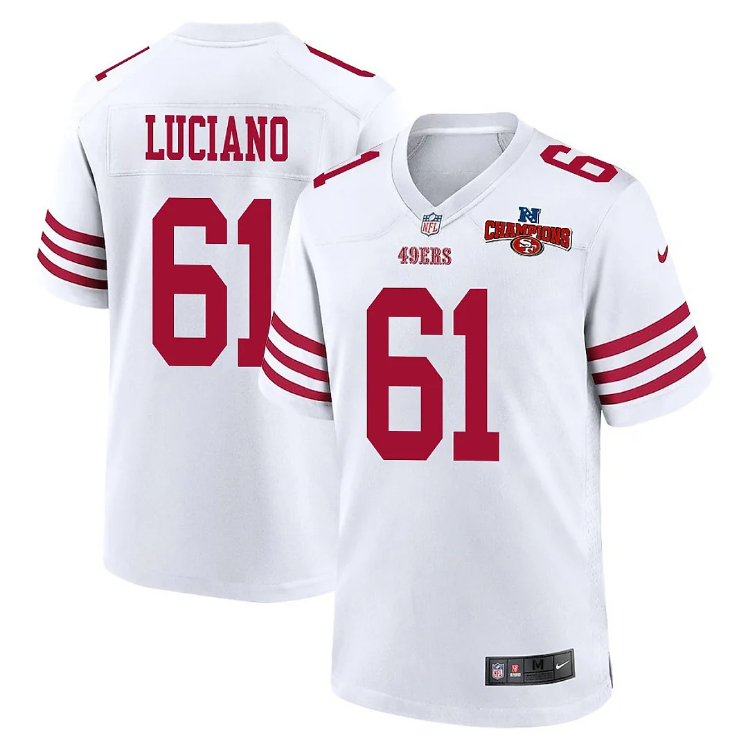 Zennovawear Corey Luciano 61 San Francisco 49ers NFC Champions Patch Game Men Jersey - White